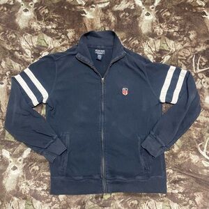 Polo Ralph Lauren Navy Bomber Jacket with White Stripes Vintage